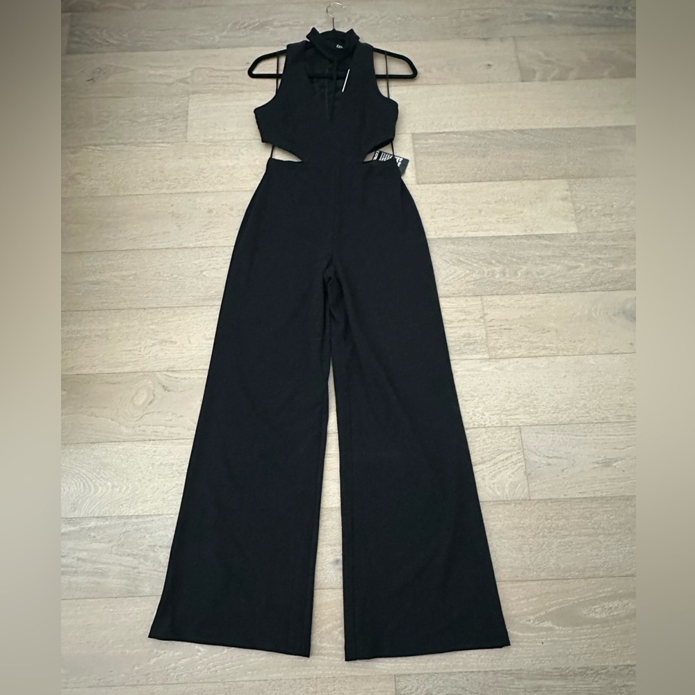 Express deep V choker cut-out wide leg jumpsuit